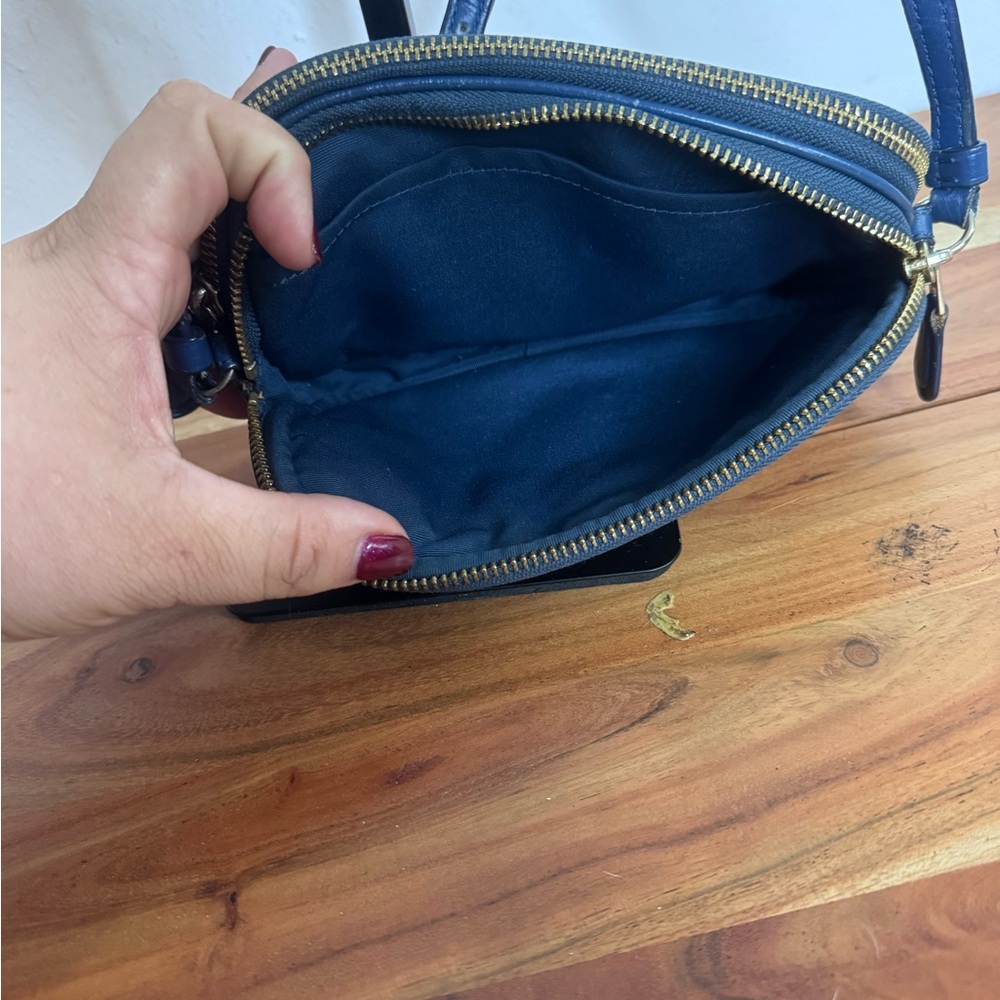 Coach Navy Pebbled Leather Studded Crossbody Bag - Picture 3 of 6